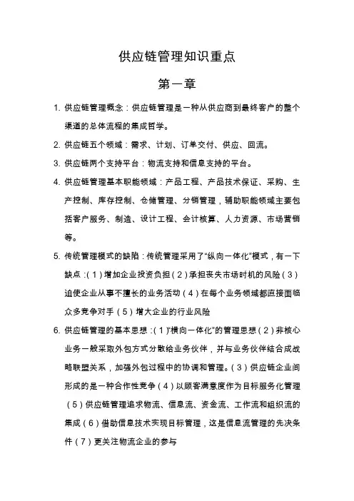 供应链管理知识点总结