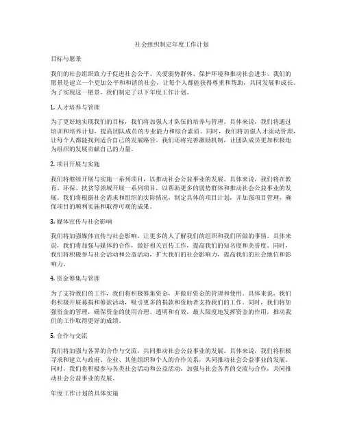 社会组织制定年度工作计划