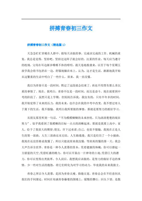 拼搏青春初三作文