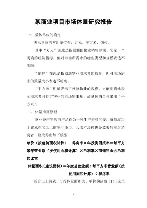 某商业项目市场体量研究报告