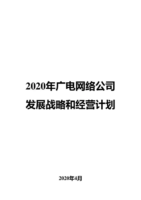 2020年广电网络公司发展战略和经营计划