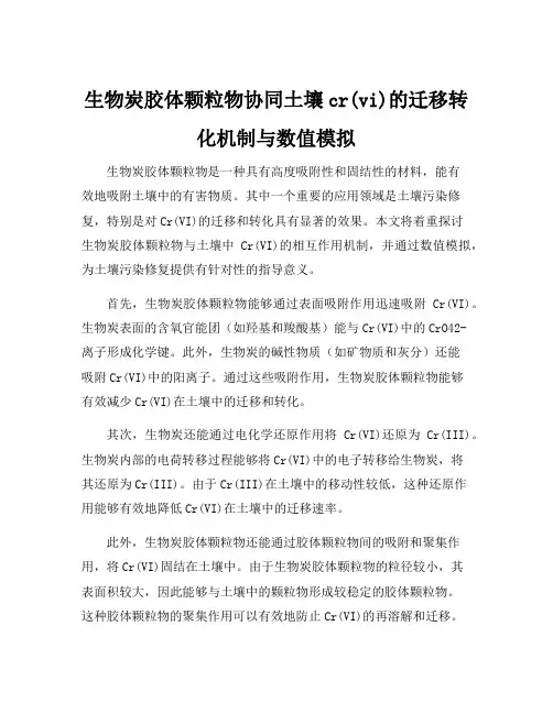 生物炭胶体颗粒物协同土壤cr(vi)的迁移转化机制与数值模拟