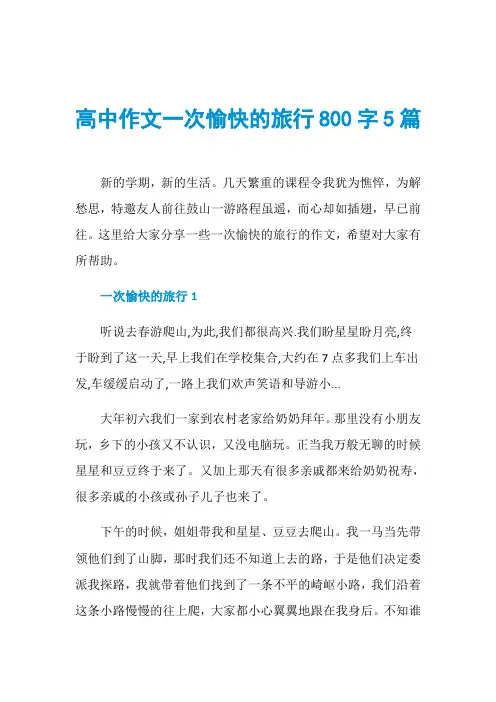 高中作文一次愉快的旅行800字5篇