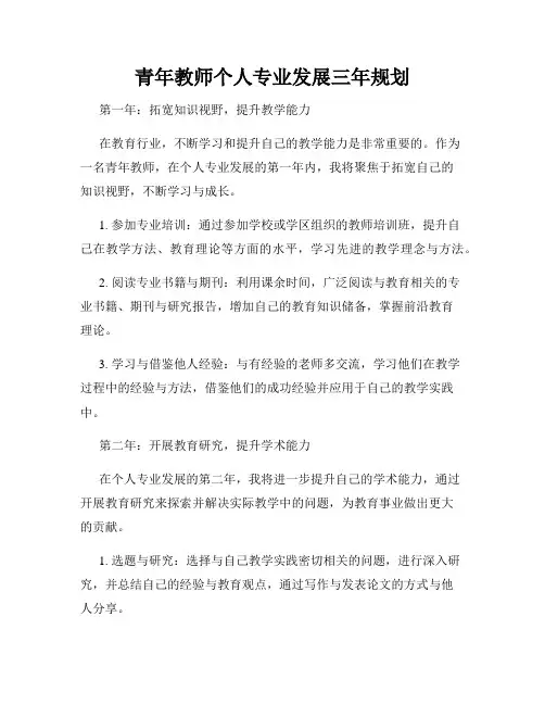 青年教师个人专业发展三年规划