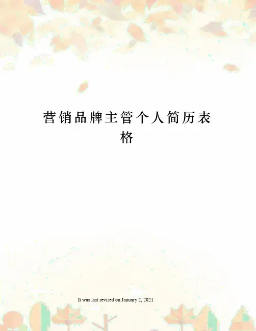 营销品牌主管个人简历表格