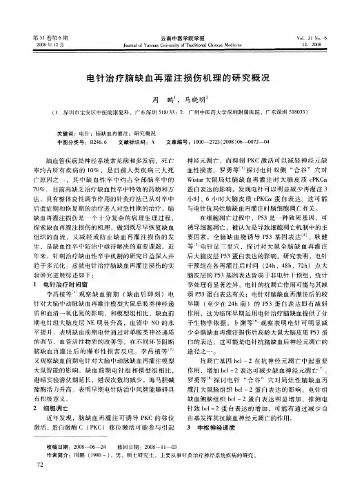 电针治疗脑缺血再灌注损伤机理的研究概况