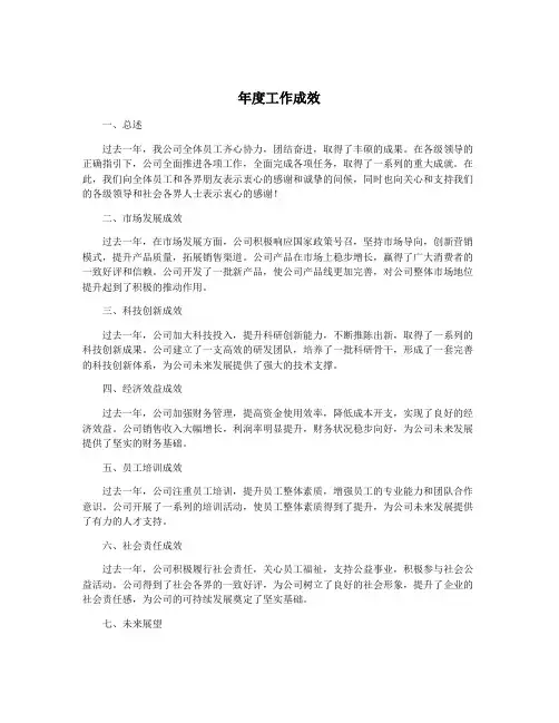 年度工作成效