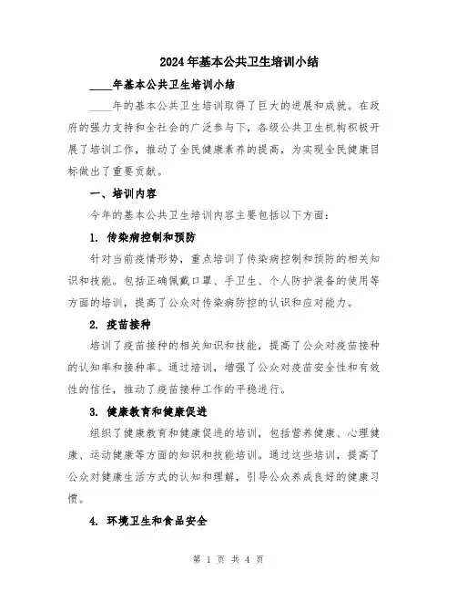 2024年基本公共卫生培训小结