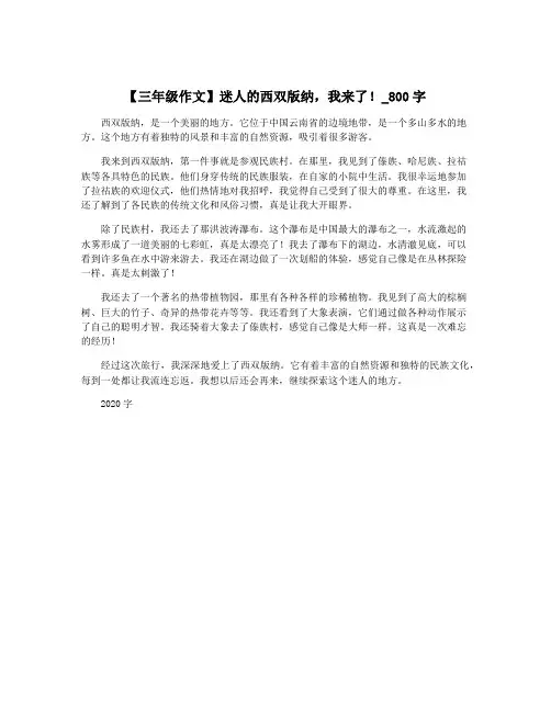 【三年级作文】迷人的西双版纳,我来了!_800字