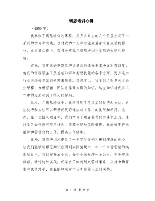 锡恩培训心得