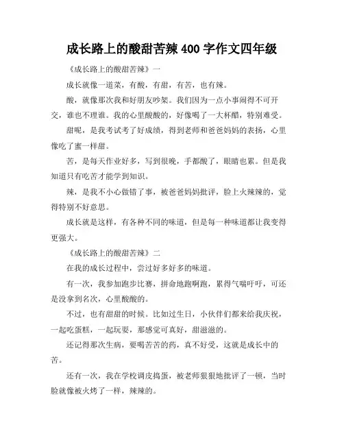 成长路上的酸甜苦辣400字作文四年级