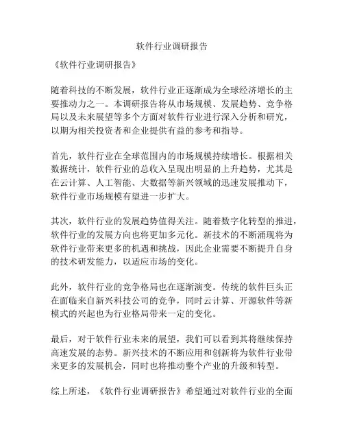 软件行业调研报告