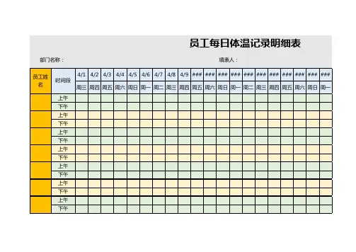 员工每日体温记录明细表