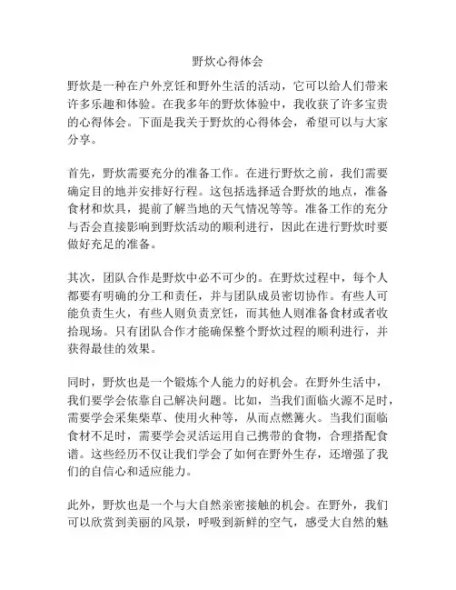 野炊心得体会