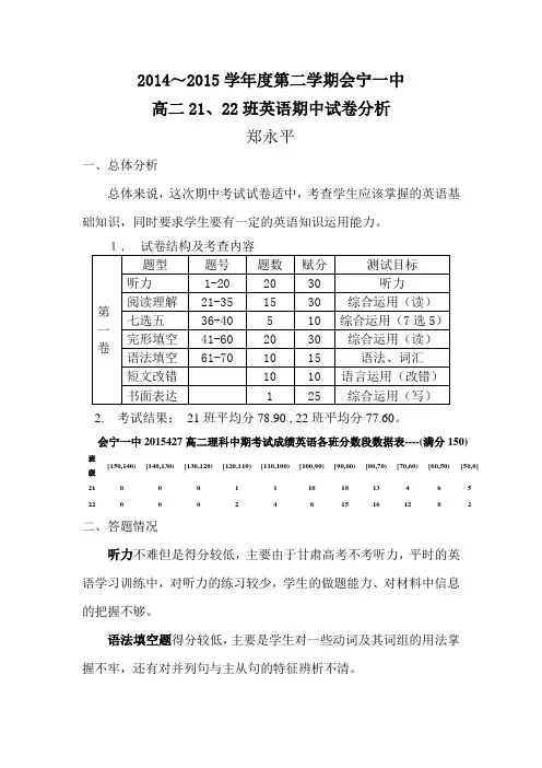 英语试卷分析21,22(3)