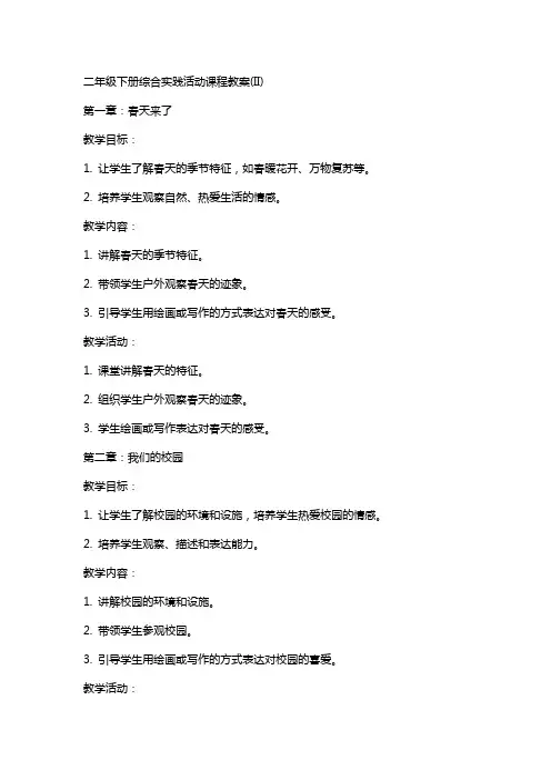 二年级下册综合实践活动课程教案(II)