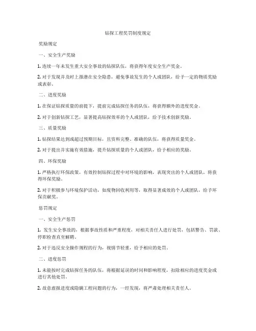 钻探工程奖罚制度规定