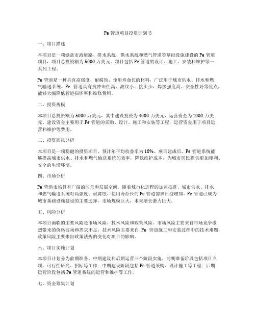 Pe管道项目投资计划书