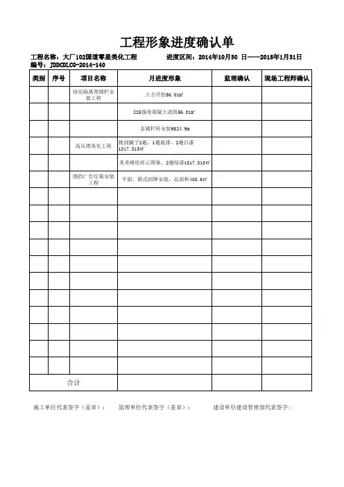 工程形象进度确认单样表