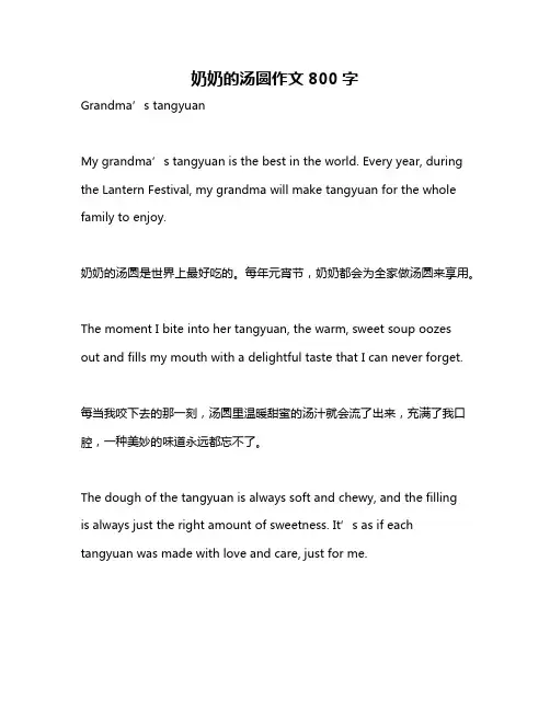 奶奶的汤圆作文800字