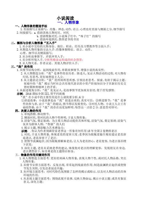 小说阅读常见问题及答题技巧