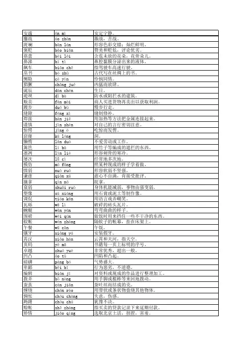 小学汉字听写比赛初级词汇