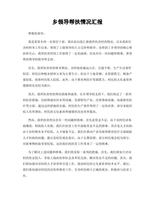 乡领导帮扶情况汇报