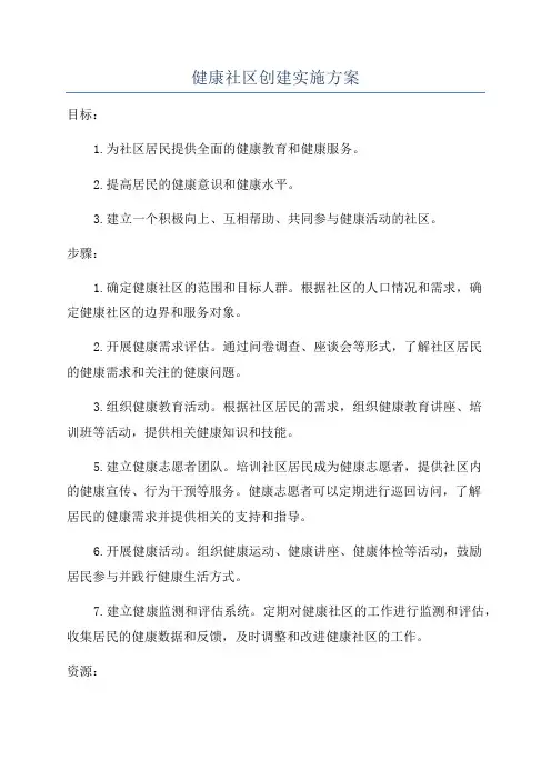 健康社区创建实施方案