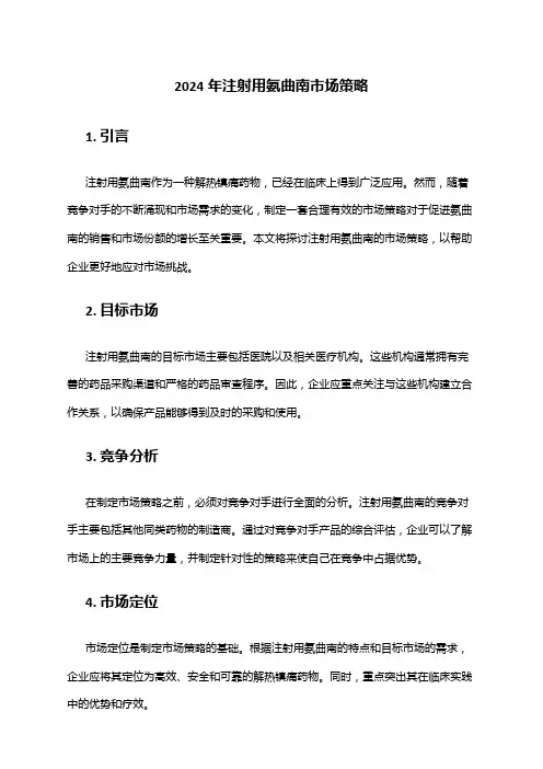 2024年注射用氨曲南市场策略