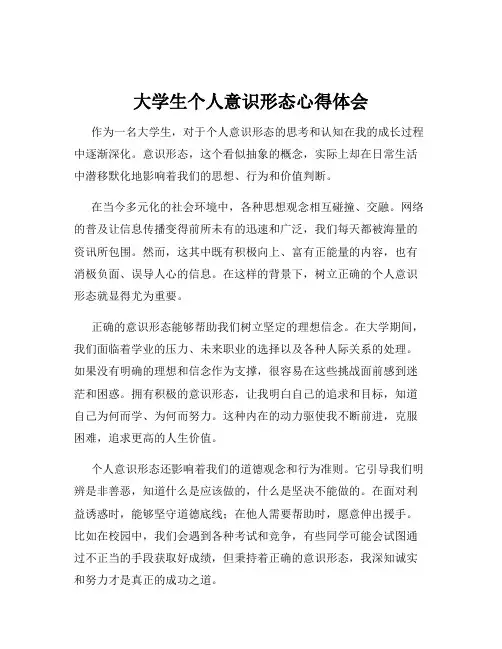 大学生个人意识形态心得体会