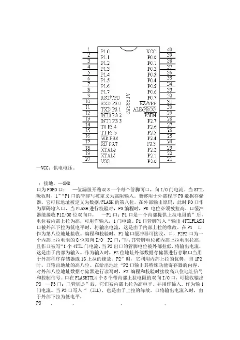 AT89C51的引脚功能