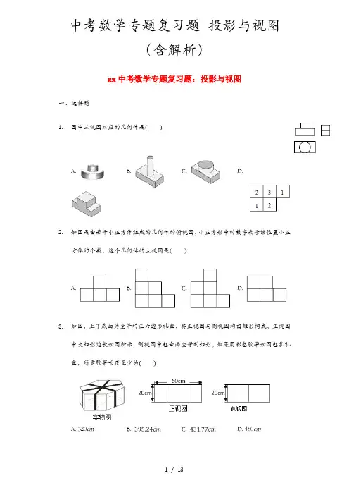 中考数学专题复习题 投影与视图(含解析)