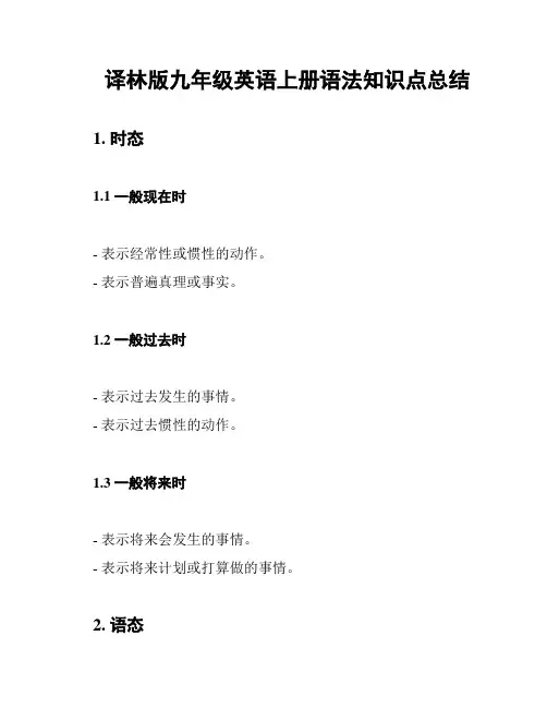 译林版九年级英语上册语法知识点总结