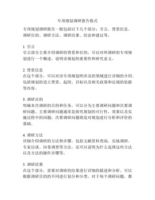 专项规划调研报告格式