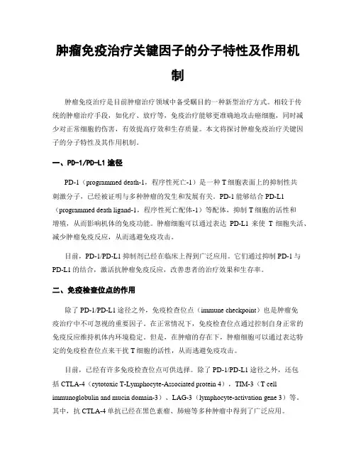 肿瘤免疫治疗关键因子的分子特性及作用机制