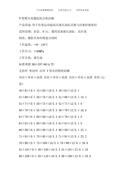 V型聚夹布橡胶组合密封圈