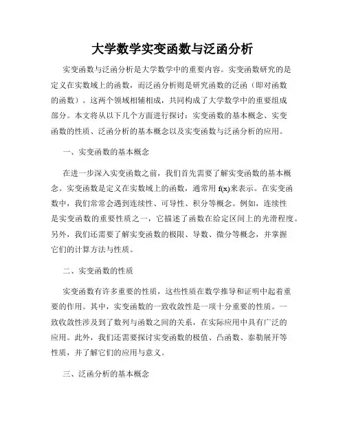 大学数学实变函数与泛函分析