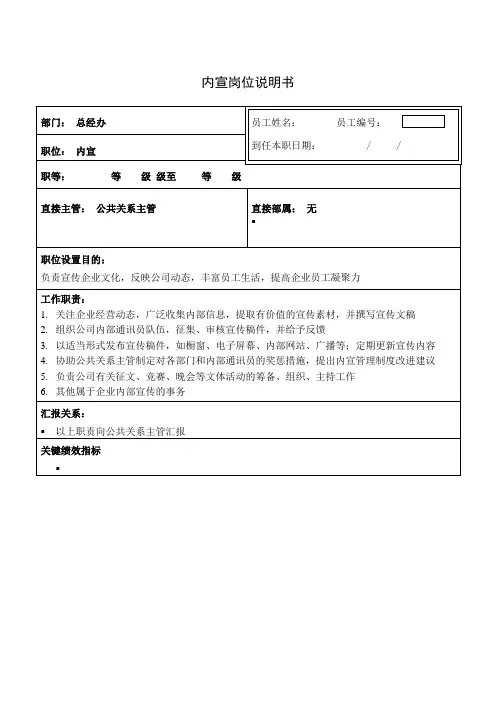 内宣岗位说明书