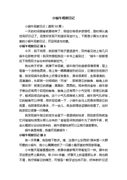 小蜗牛观察日记（通用58篇）