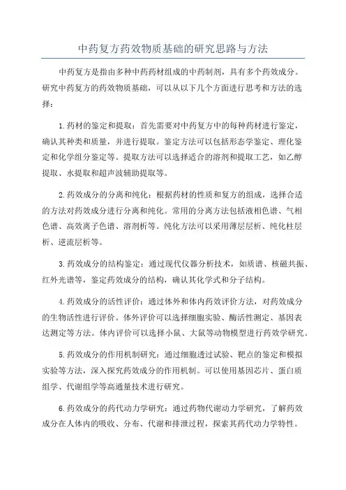 中药复方药效物质基础的研究思路与方法