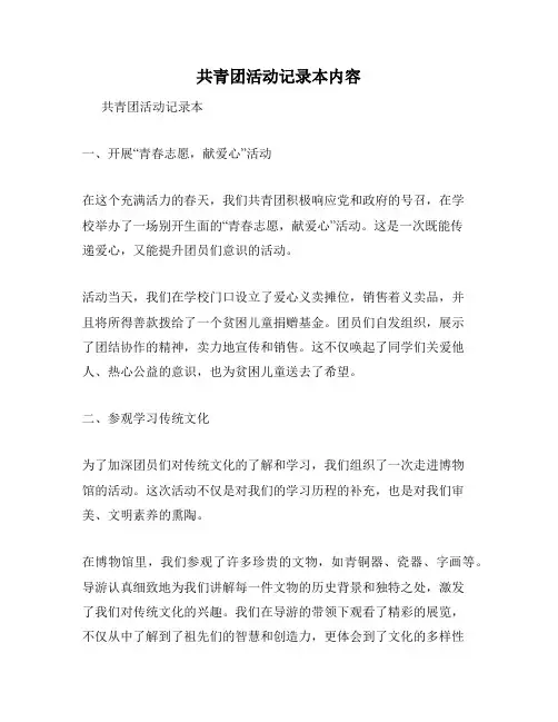 共青团活动记录本内容