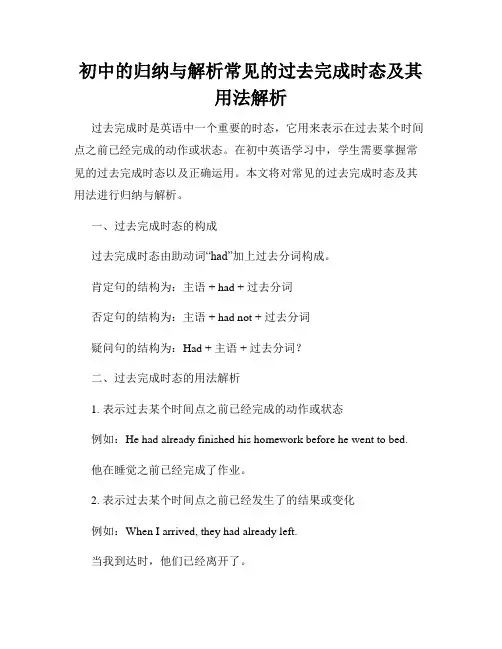 初中的归纳与解析常见的过去完成时态及其用法解析