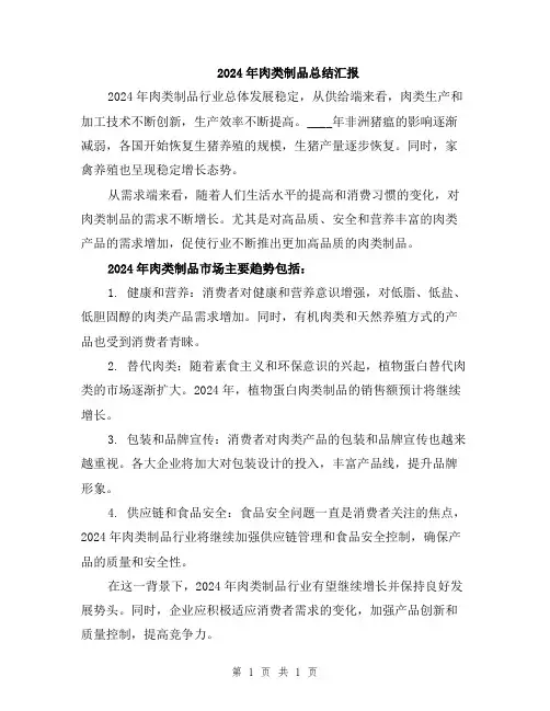 2024年肉类制品总结汇报