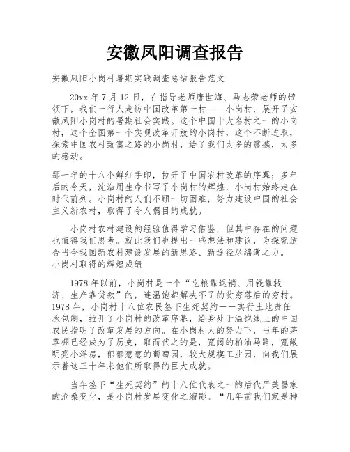 安徽凤阳调查报告