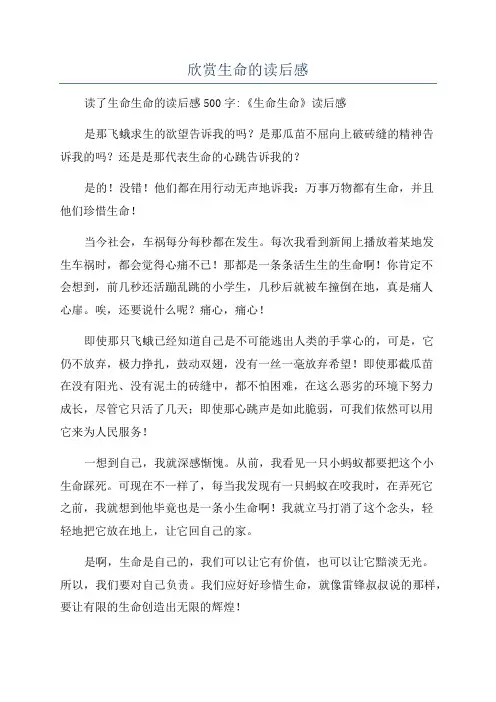 欣赏生命的读后感