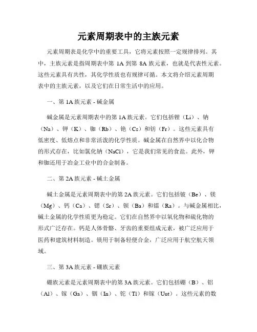 元素周期表中的主族元素