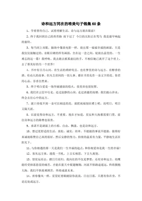诗和远方同在的唯美句子锦集60条 