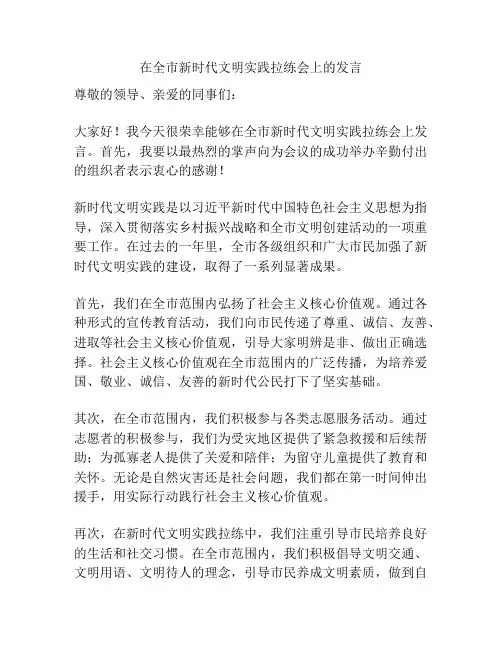 在全市新时代文明实践拉练会上的发言