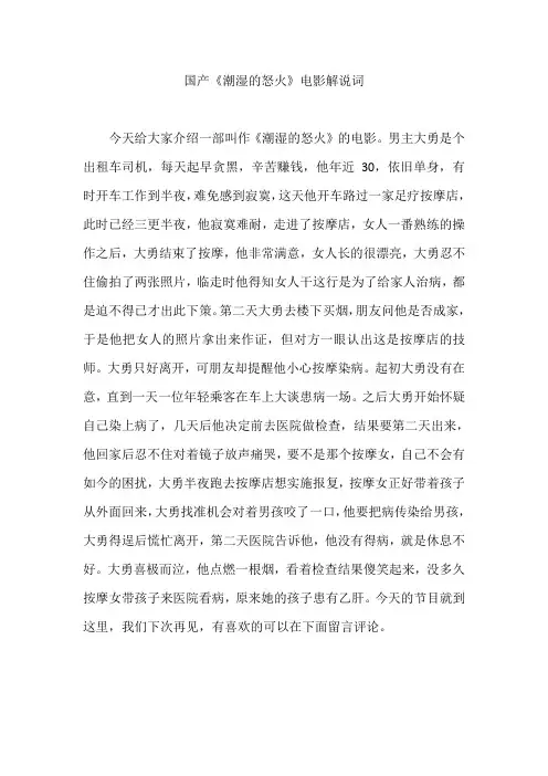 国产《潮湿的怒火》电影解说词