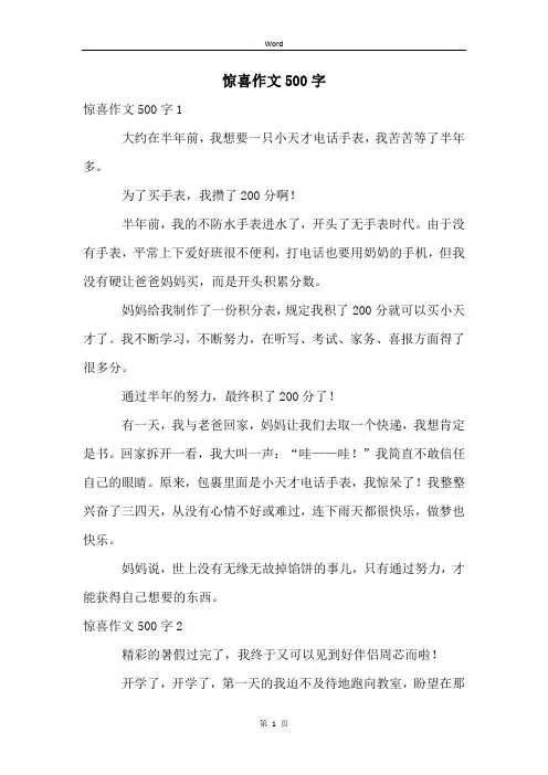 惊喜作文500字